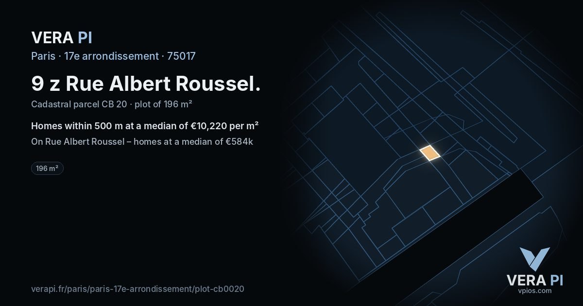 9 z Rue Albert Roussel, 17e arrondissement at night – the plot lit, the parcels around coloured by the prices near them