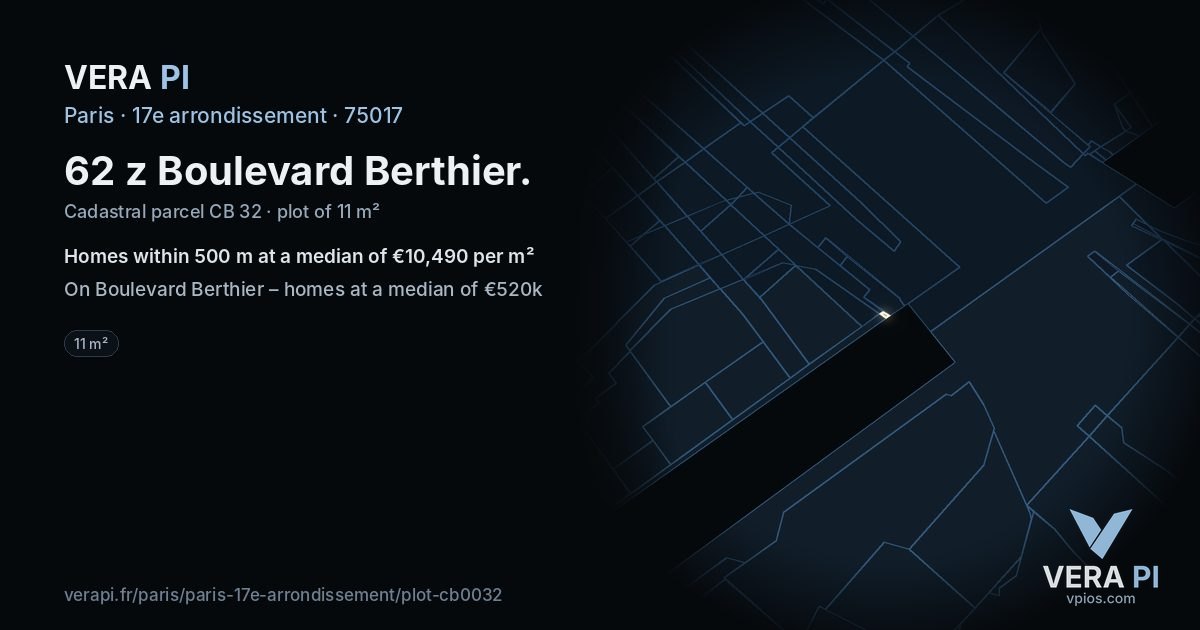 62 z Boulevard Berthier, 17e arrondissement at night – the plot lit, the parcels around coloured by the prices near them