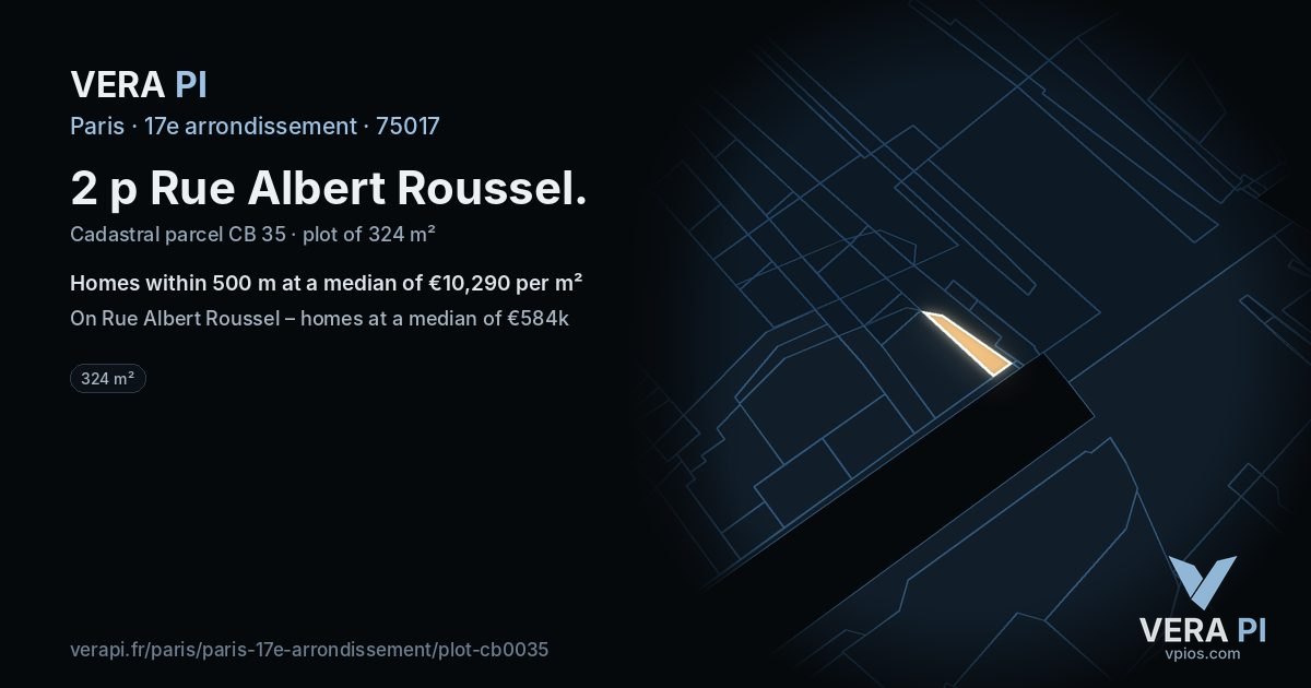 2 p Rue Albert Roussel, 17e arrondissement at night – the plot lit, the parcels around coloured by the prices near them