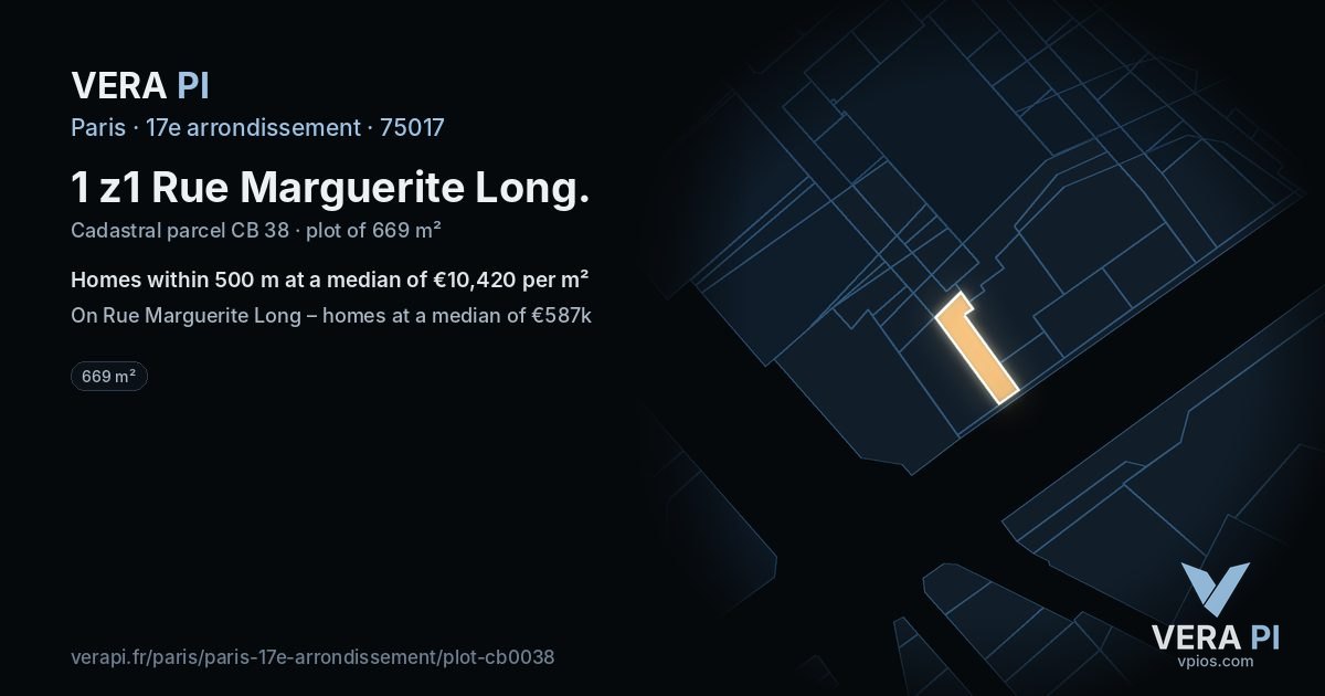 1 z1 Rue Marguerite Long, 17e arrondissement at night – the plot lit, the parcels around coloured by the prices near them