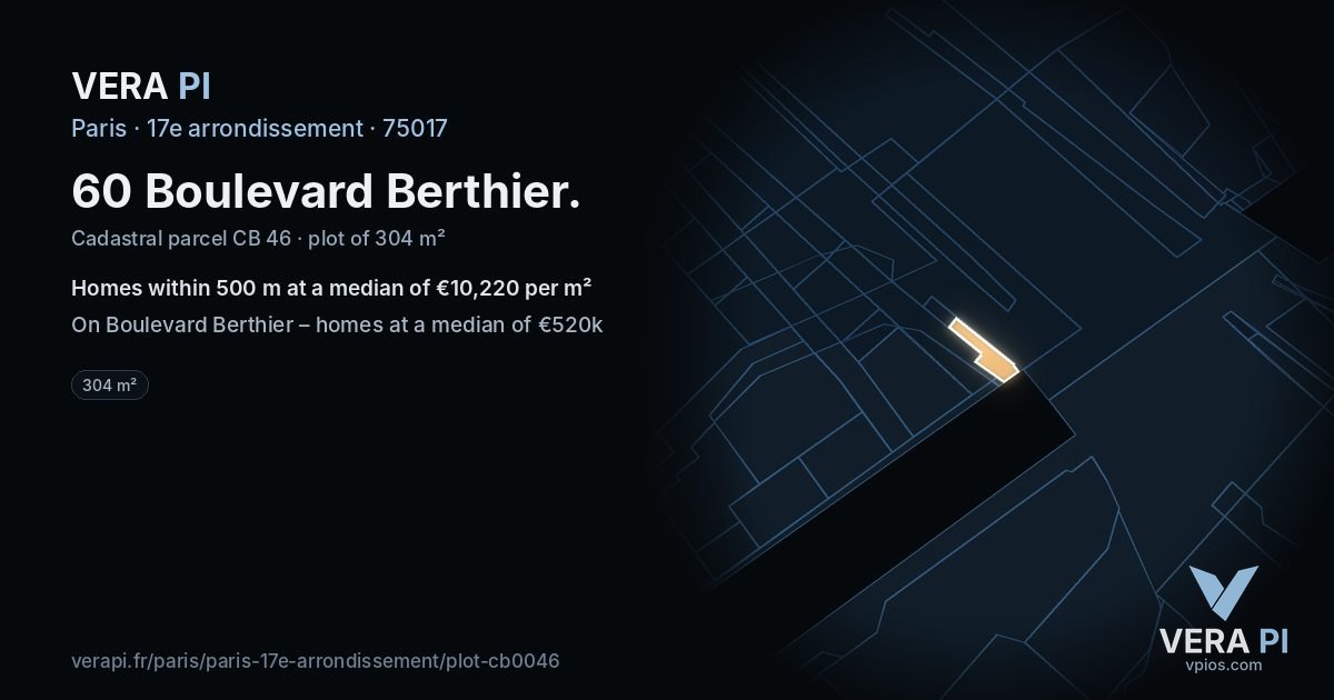 60 Boulevard Berthier, 17e arrondissement at night – the plot lit, the parcels around coloured by the prices near them