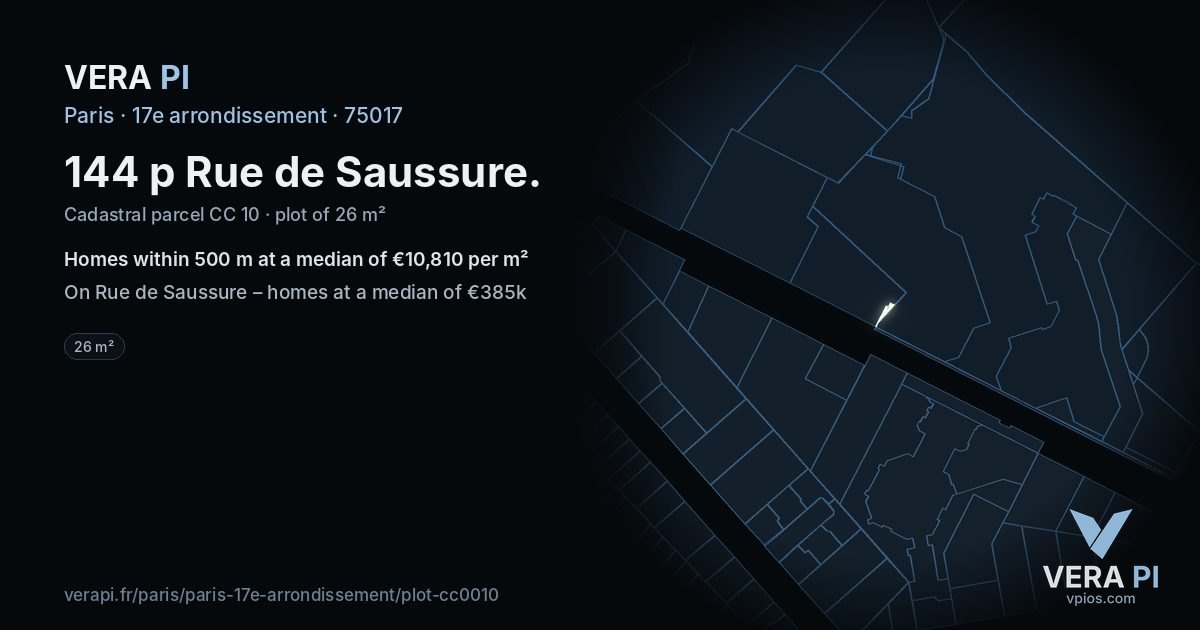 144 p Rue de Saussure, 17e arrondissement at night – the plot lit, the parcels around coloured by the prices near them