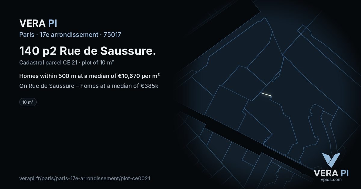 140 p2 Rue de Saussure, 17e arrondissement at night – the plot lit, the parcels around coloured by the prices near them