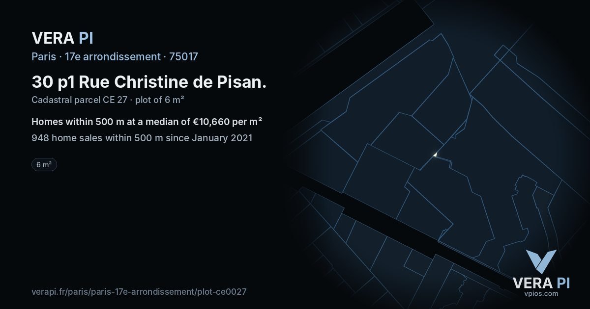 30 p1 Rue Christine de Pisan, 17e arrondissement at night – the plot lit, the parcels around coloured by the prices near them