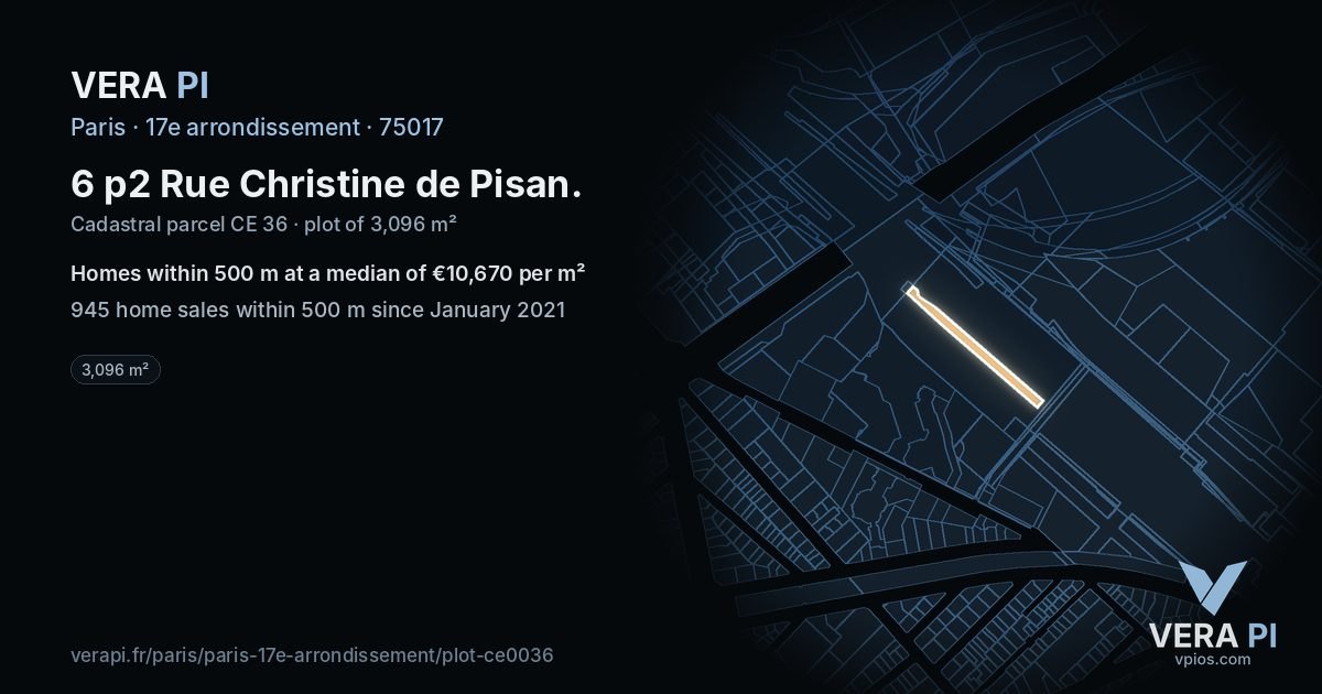 6 p2 Rue Christine de Pisan, 17e arrondissement at night – the plot lit, the parcels around coloured by the prices near them
