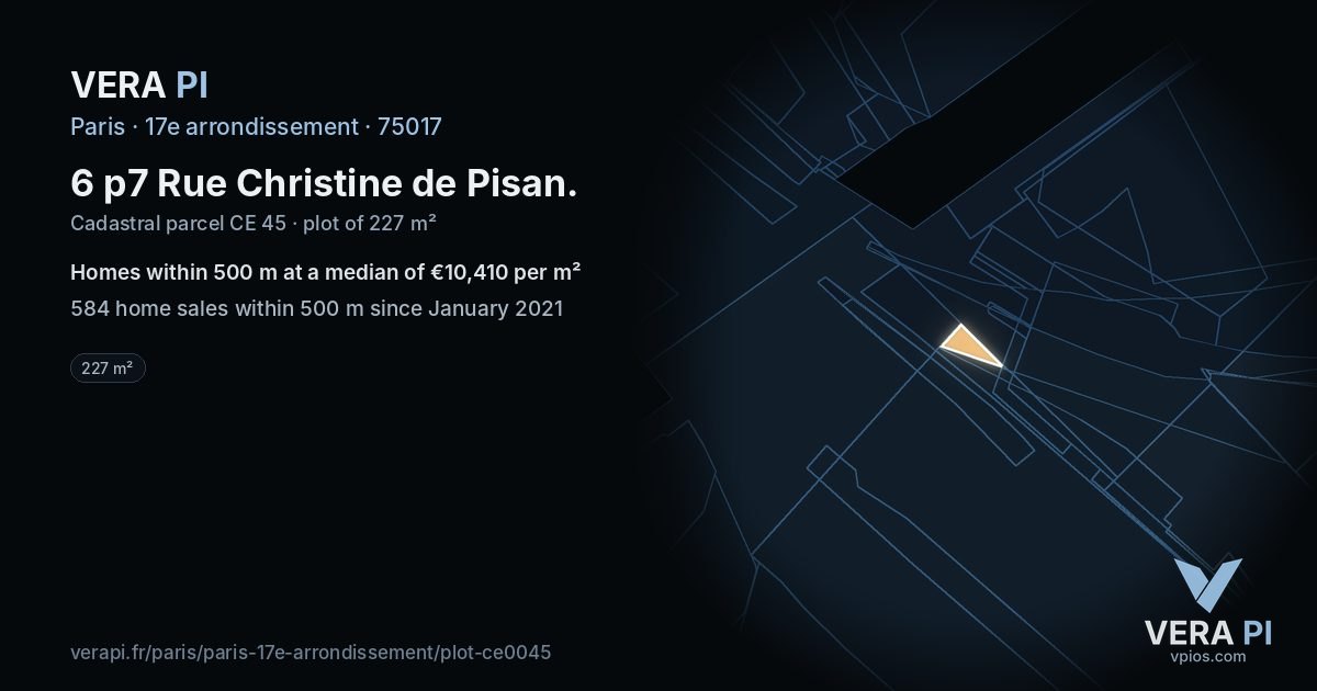 6 p7 Rue Christine de Pisan, 17e arrondissement at night – the plot lit, the parcels around coloured by the prices near them