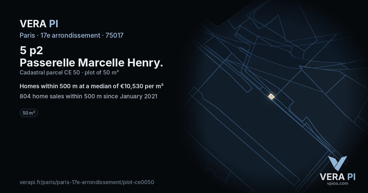 5 p2 Passerelle Marcelle Henry, 17e arrondissement at night – the plot lit, the parcels around coloured by the prices near them
