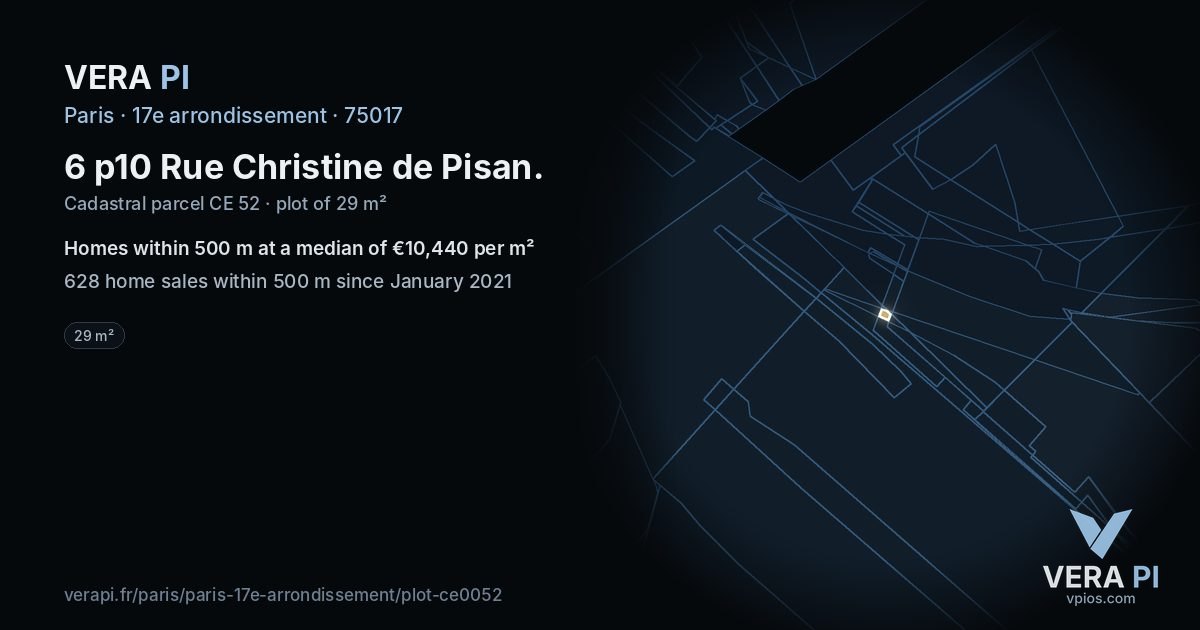 6 p10 Rue Christine de Pisan, 17e arrondissement at night – the plot lit, the parcels around coloured by the prices near them