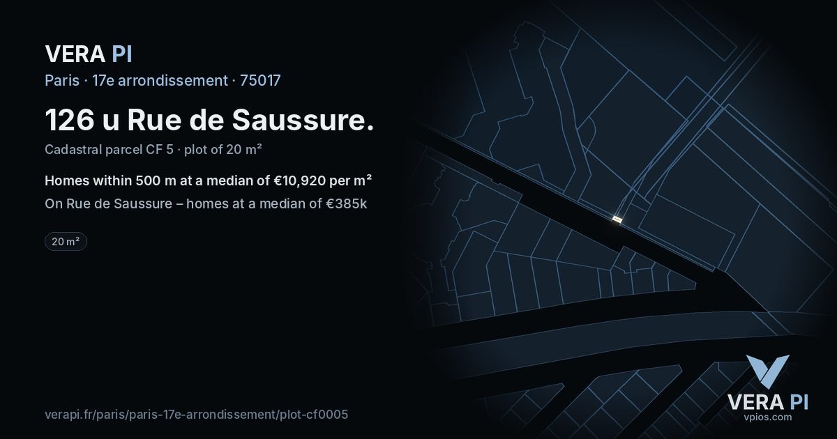 126 u Rue de Saussure, 17e arrondissement at night – the plot lit, the parcels around coloured by the prices near them