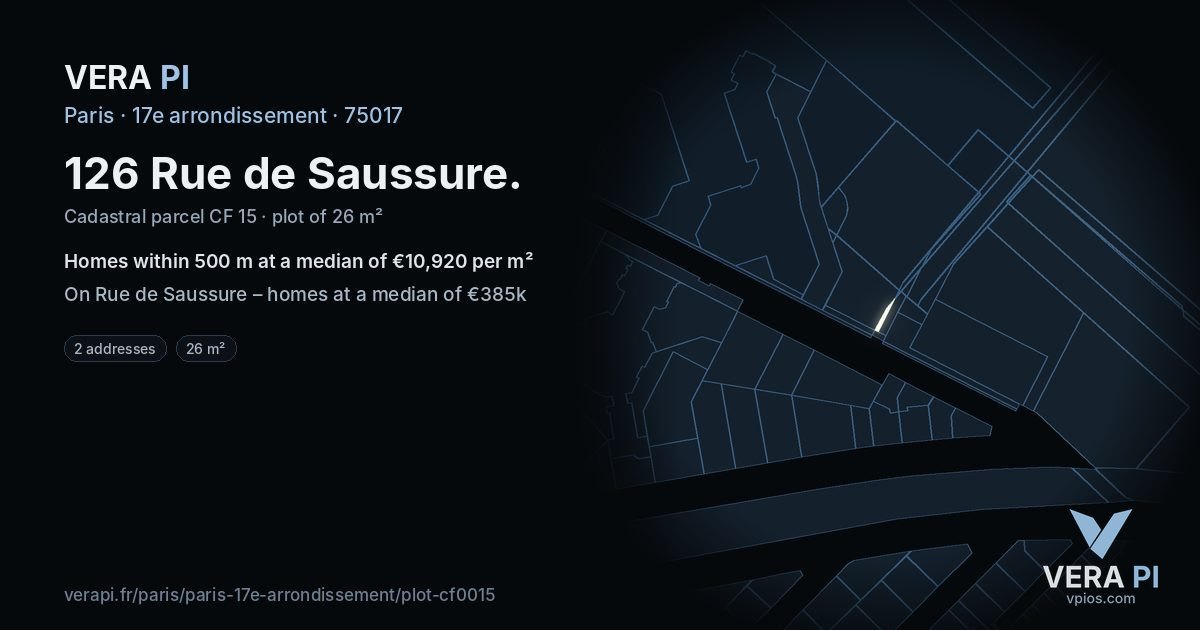 126 Rue de Saussure, 17e arrondissement at night – the plot lit, the parcels around coloured by the prices near them