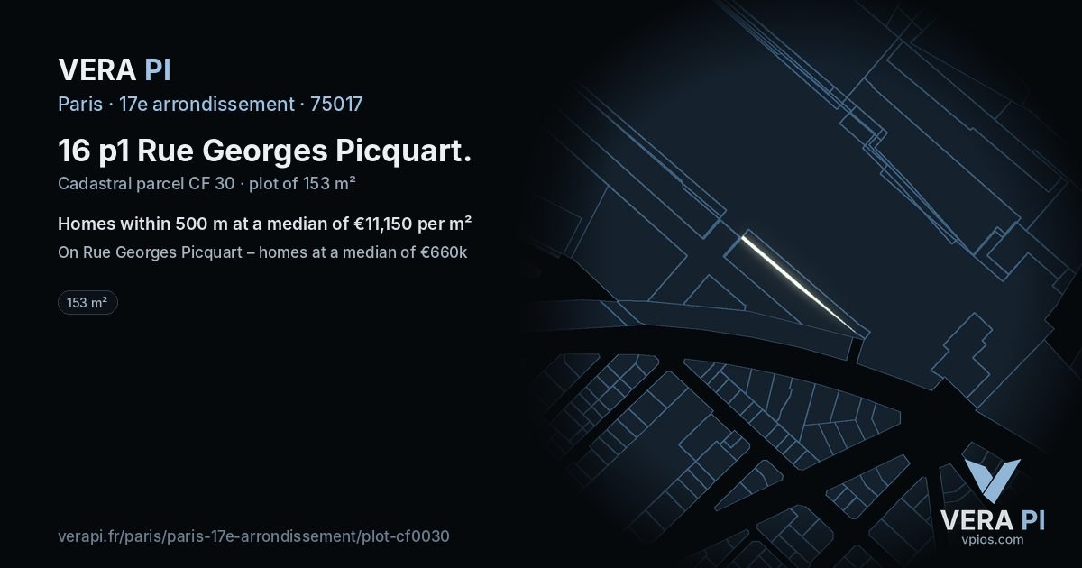 16 p1 Rue Georges Picquart, 17e arrondissement at night – the plot lit, the parcels around coloured by the prices near them