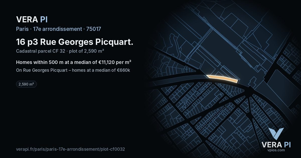 16 p3 Rue Georges Picquart, 17e arrondissement at night – the plot lit, the parcels around coloured by the prices near them