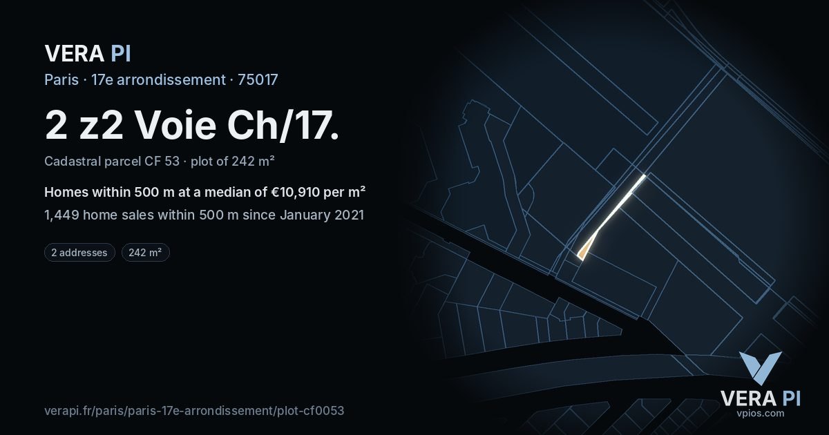 2 z2 Voie Ch/17, 17e arrondissement at night – the plot lit, the parcels around coloured by the prices near them