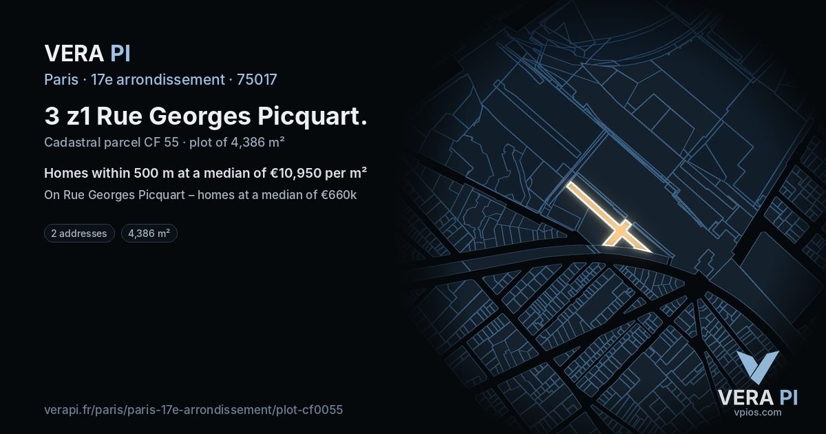 3 z1 Rue Georges Picquart, 17e arrondissement at night – the plot lit, the parcels around coloured by the prices near them