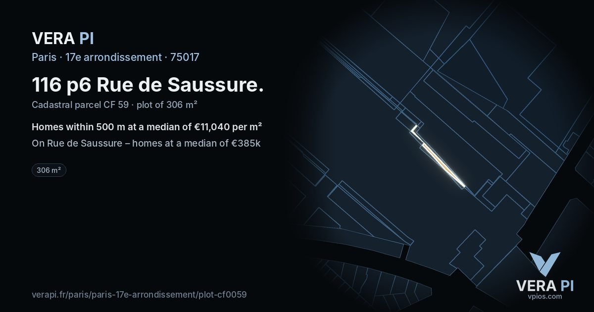116 p6 Rue de Saussure, 17e arrondissement at night – the plot lit, the parcels around coloured by the prices near them