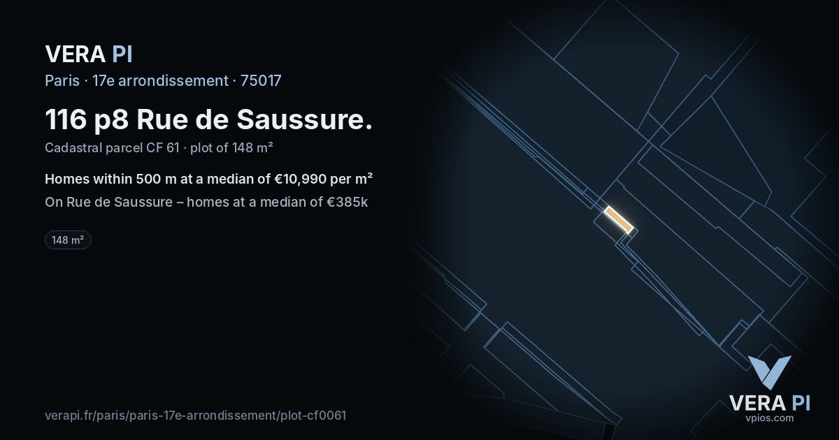116 p8 Rue de Saussure, 17e arrondissement at night – the plot lit, the parcels around coloured by the prices near them