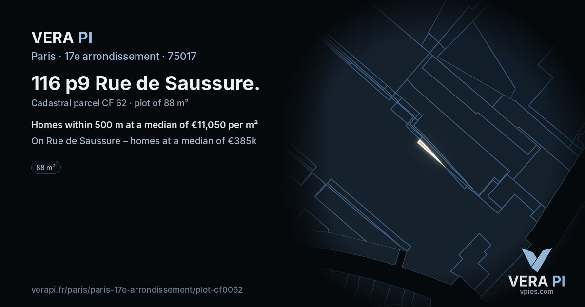 116 p9 Rue de Saussure, 17e arrondissement at night – the plot lit, the parcels around coloured by the prices near them