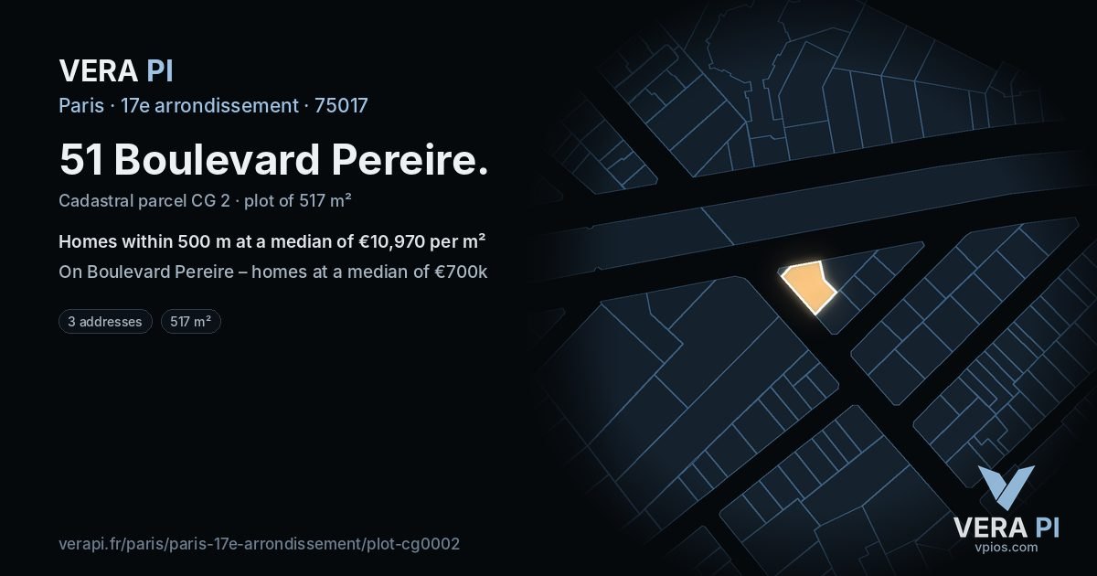 51 Boulevard Pereire, 17e arrondissement at night – the plot lit, the parcels around coloured by the prices near them