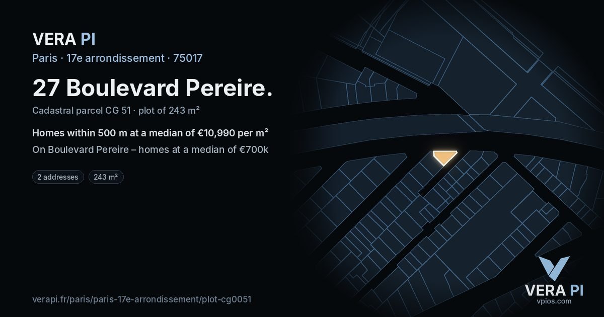 27 Boulevard Pereire, 17e arrondissement at night – the plot lit, the parcels around coloured by the prices near them