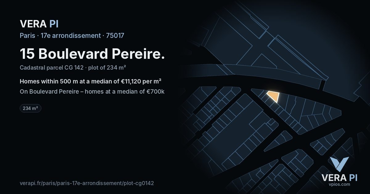 15 Boulevard Pereire, 17e arrondissement at night – the plot lit, the parcels around coloured by the prices near them