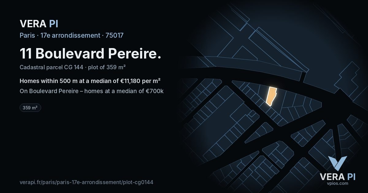 11 Boulevard Pereire, 17e arrondissement at night – the plot lit, the parcels around coloured by the prices near them