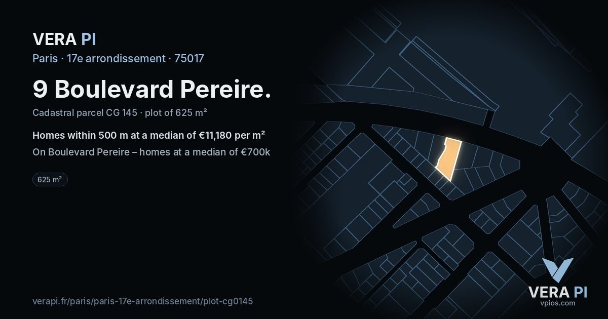 9 Boulevard Pereire, 17e arrondissement at night – the plot lit, the parcels around coloured by the prices near them
