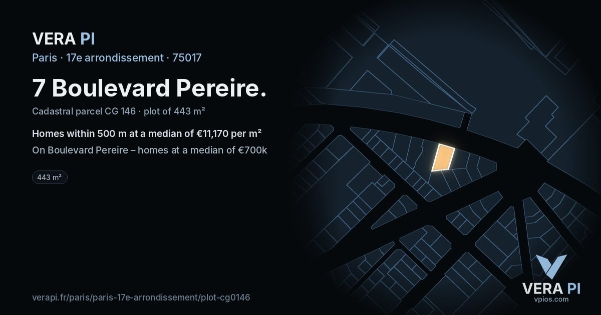 7 Boulevard Pereire, 17e arrondissement at night – the plot lit, the parcels around coloured by the prices near them