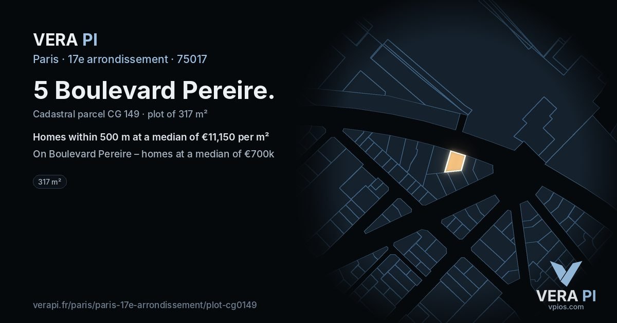 5 Boulevard Pereire, 17e arrondissement at night – the plot lit, the parcels around coloured by the prices near them