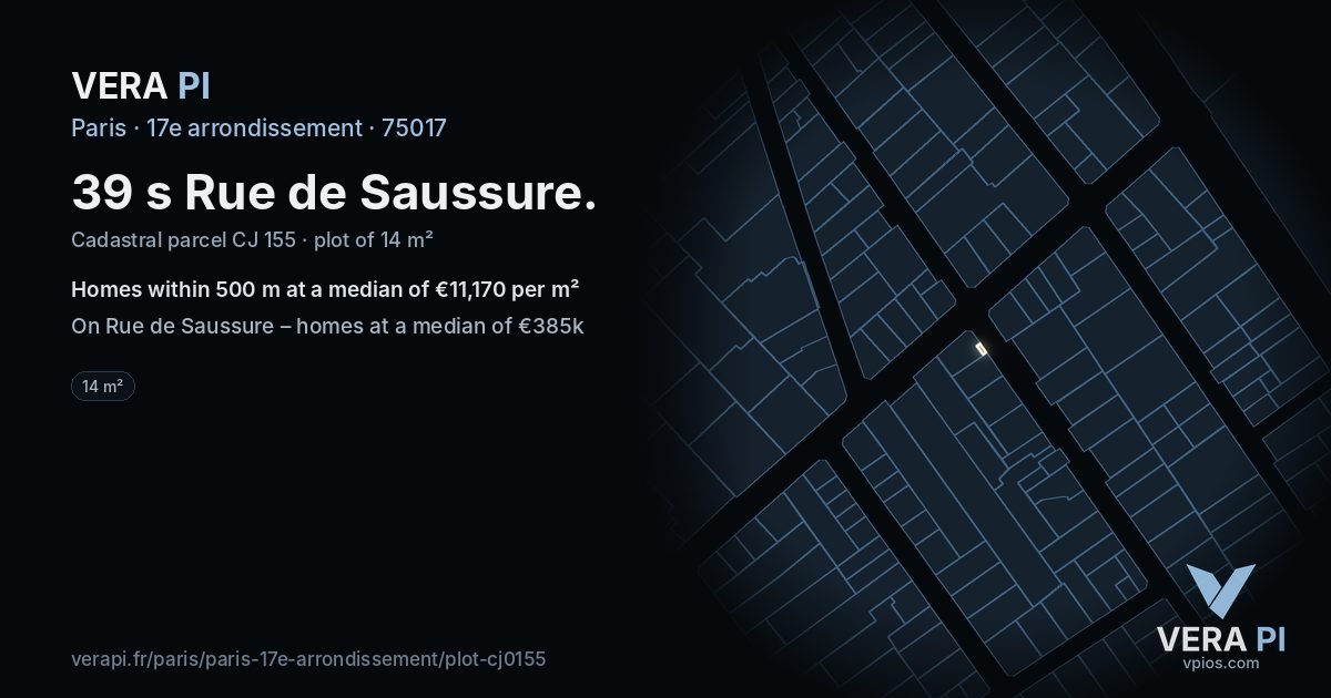 39 s Rue de Saussure, 17e arrondissement at night – the plot lit, the parcels around coloured by the prices near them