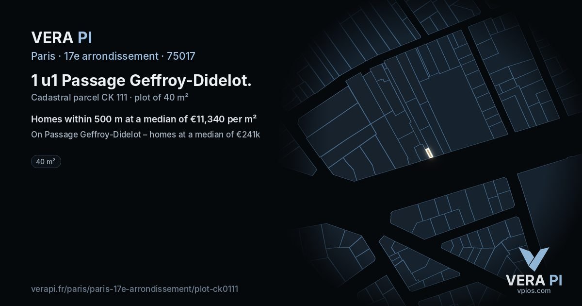 1 u1 Passage Geffroy-Didelot, 17e arrondissement at night – the plot lit, the parcels around coloured by the prices near them