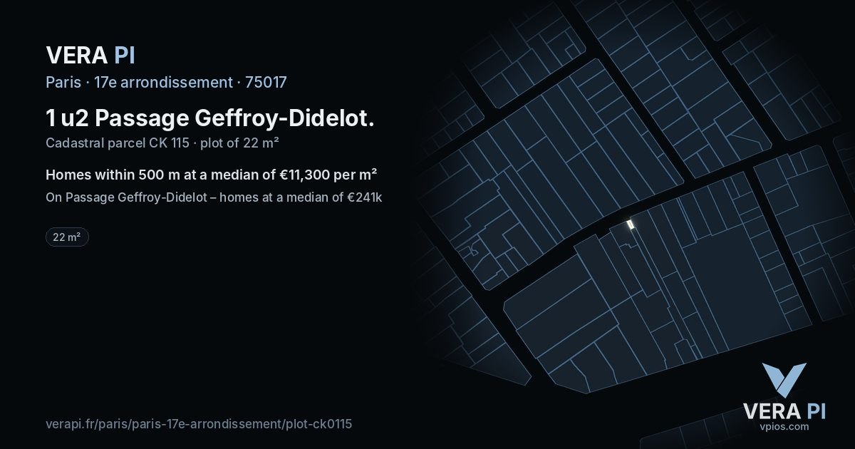 1 u2 Passage Geffroy-Didelot, 17e arrondissement at night – the plot lit, the parcels around coloured by the prices near them