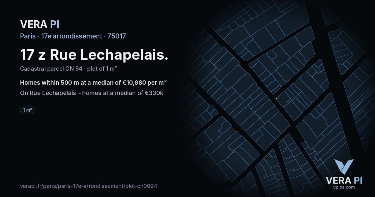 17 z Rue Lechapelais, 17e arrondissement at night – the plot lit, the parcels around coloured by the prices near them