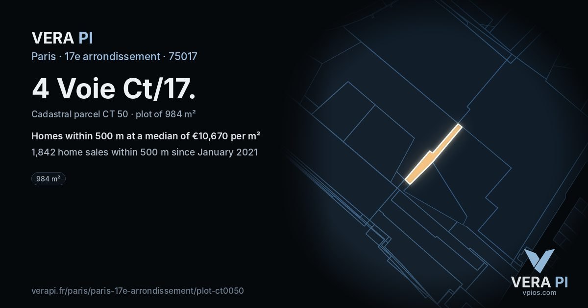 4 Voie Ct/17, 17e arrondissement at night – the plot lit, the parcels around coloured by the prices near them