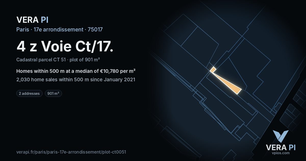 4 z Voie Ct/17, 17e arrondissement at night – the plot lit, the parcels around coloured by the prices near them