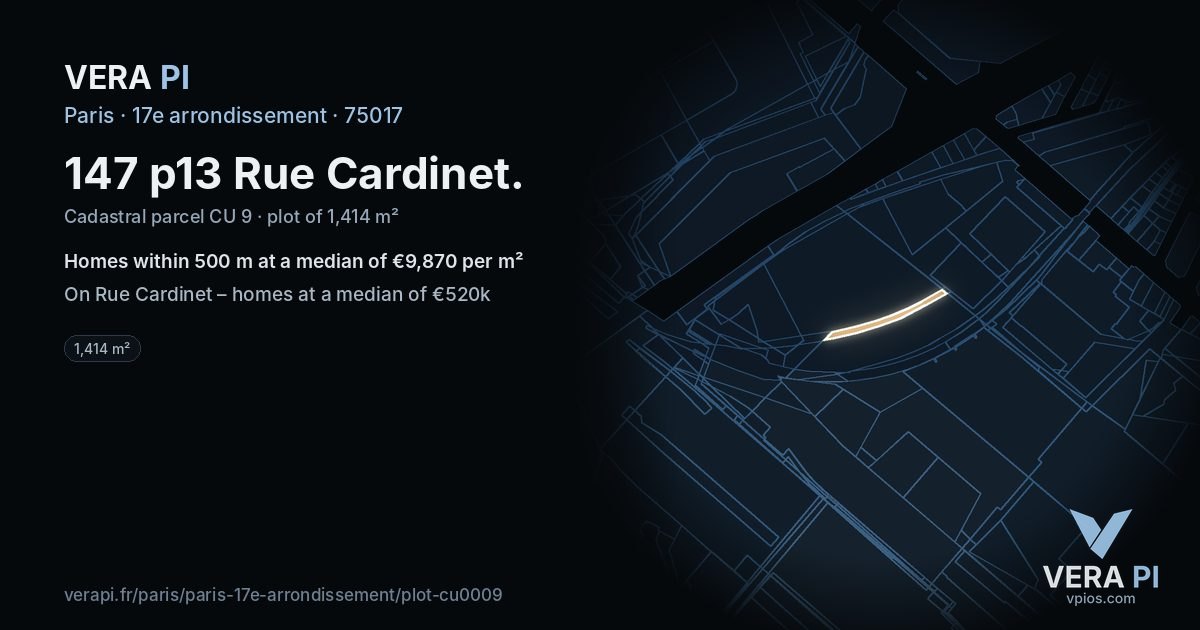 147 p13 Rue Cardinet, 17e arrondissement at night – the plot lit, the parcels around coloured by the prices near them