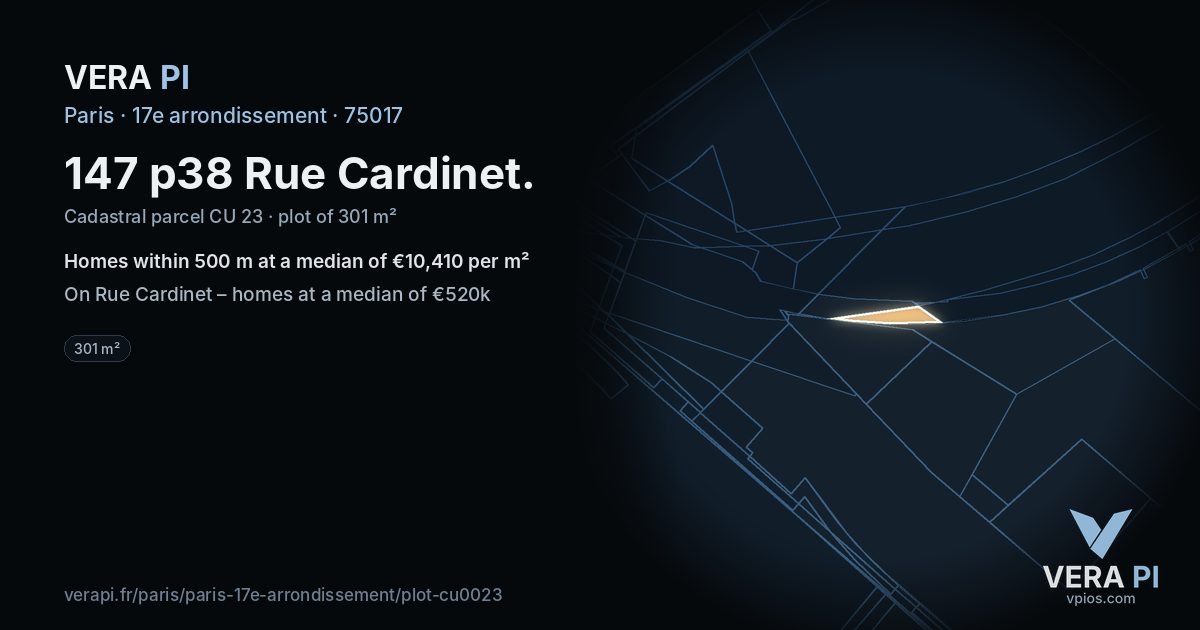 147 p38 Rue Cardinet, 17e arrondissement at night – the plot lit, the parcels around coloured by the prices near them