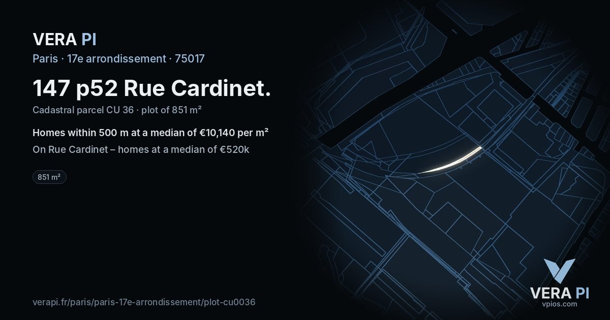 147 p52 Rue Cardinet, 17e arrondissement at night – the plot lit, the parcels around coloured by the prices near them