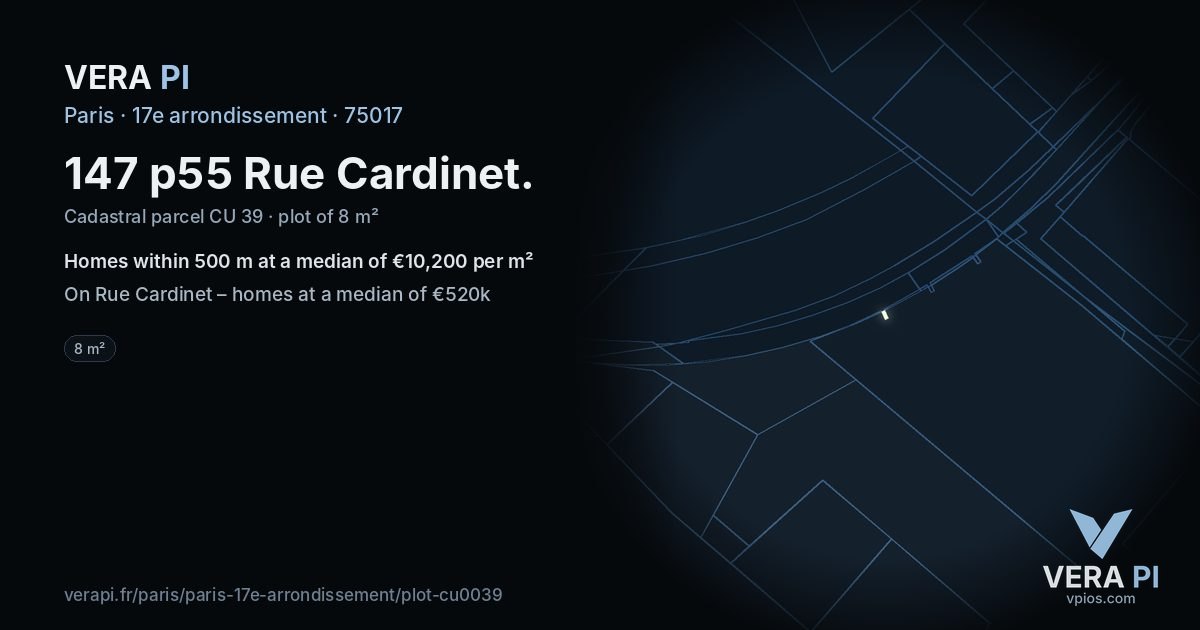 147 p55 Rue Cardinet, 17e arrondissement at night – the plot lit, the parcels around coloured by the prices near them