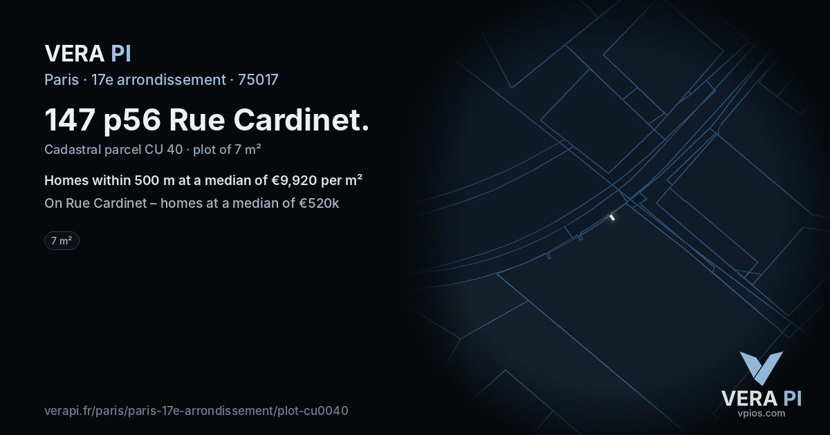 147 p56 Rue Cardinet, 17e arrondissement at night – the plot lit, the parcels around coloured by the prices near them