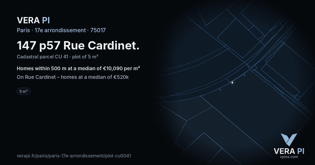 147 p57 Rue Cardinet, 17e arrondissement at night – the plot lit, the parcels around coloured by the prices near them