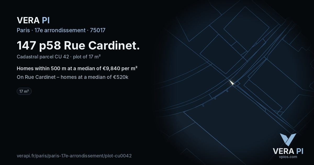 147 p58 Rue Cardinet, 17e arrondissement at night – the plot lit, the parcels around coloured by the prices near them