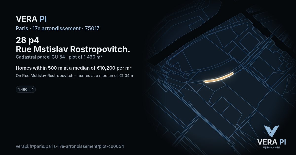 28 p4 Rue Mstislav Rostropovitch, 17e arrondissement at night – the plot lit, the parcels around coloured by the prices near them