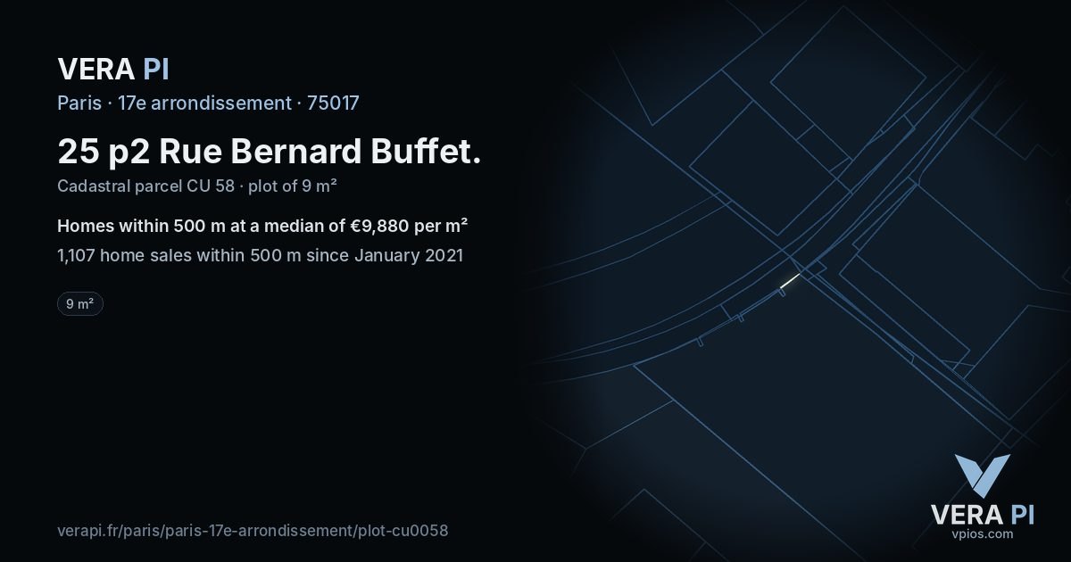 25 p2 Rue Bernard Buffet, 17e arrondissement at night – the plot lit, the parcels around coloured by the prices near them