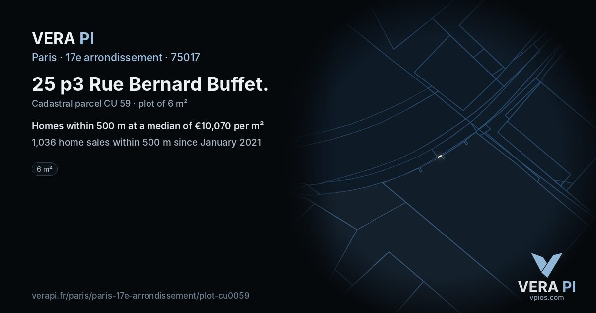 25 p3 Rue Bernard Buffet, 17e arrondissement at night – the plot lit, the parcels around coloured by the prices near them