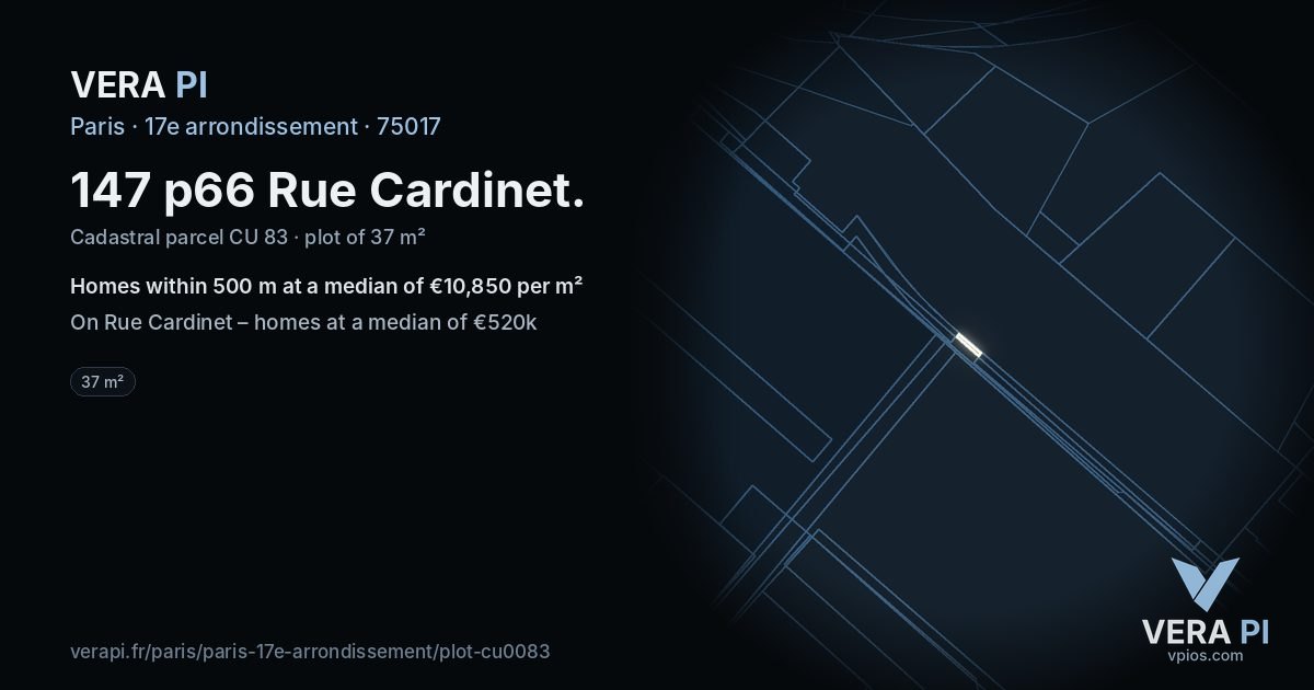 147 p66 Rue Cardinet, 17e arrondissement at night – the plot lit, the parcels around coloured by the prices near them
