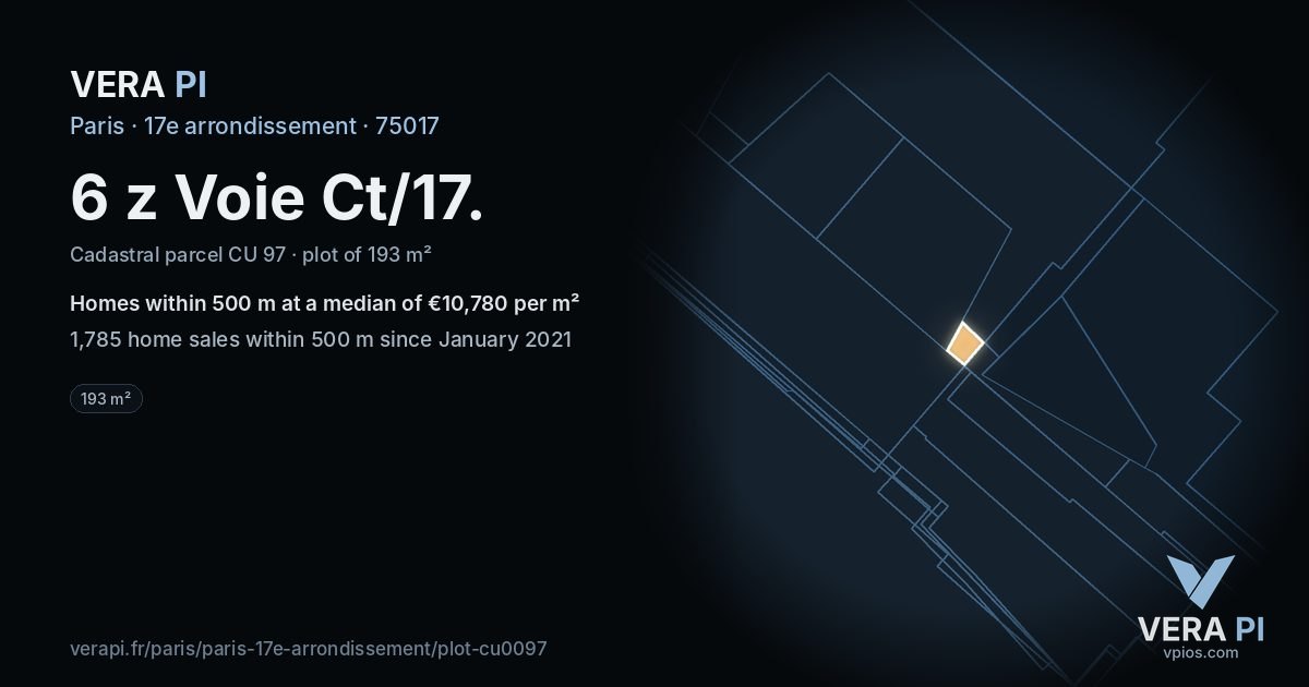 6 z Voie Ct/17, 17e arrondissement at night – the plot lit, the parcels around coloured by the prices near them