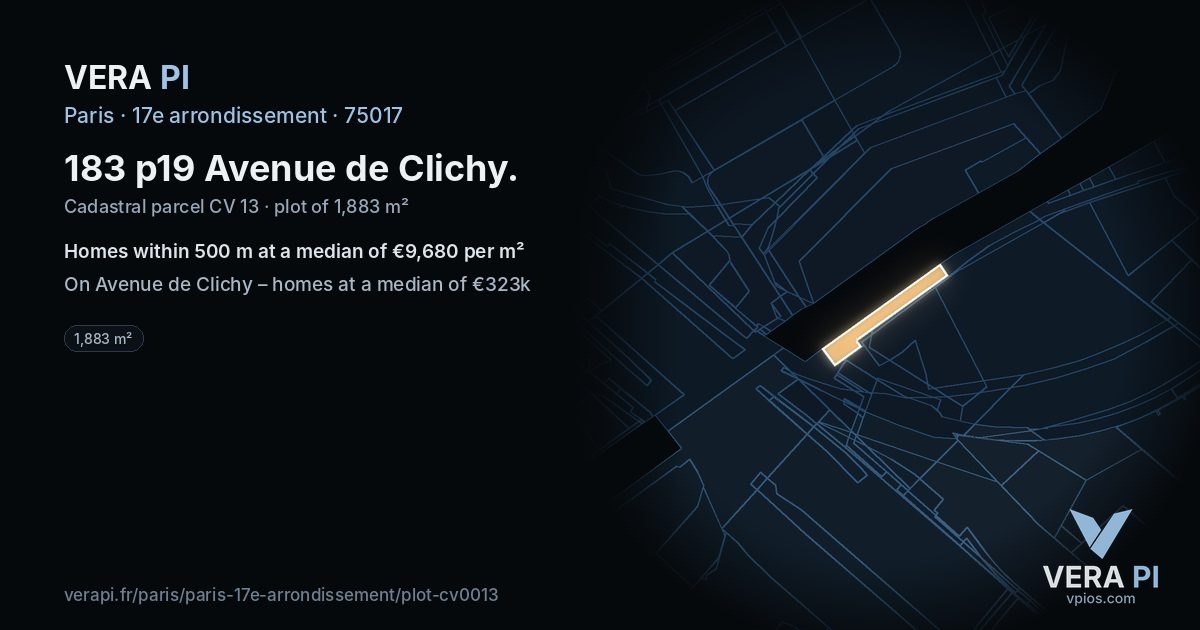 183 p19 Avenue de Clichy, 17e arrondissement at night – the plot lit, the parcels around coloured by the prices near them