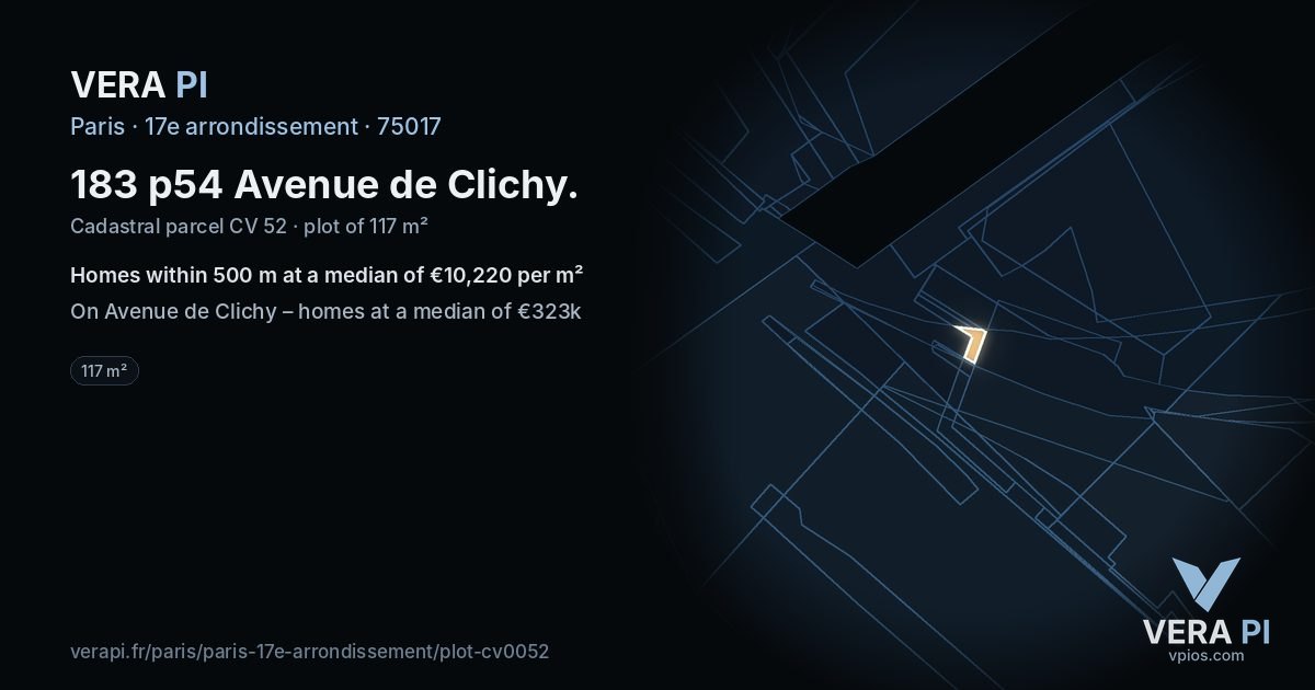 183 p54 Avenue de Clichy, 17e arrondissement at night – the plot lit, the parcels around coloured by the prices near them