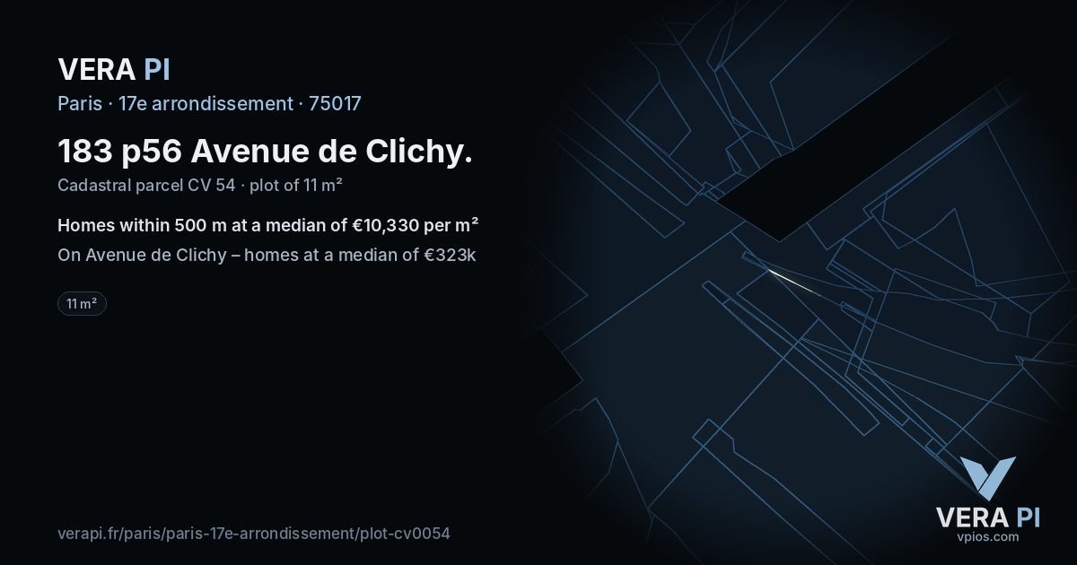 183 p56 Avenue de Clichy, 17e arrondissement at night – the plot lit, the parcels around coloured by the prices near them