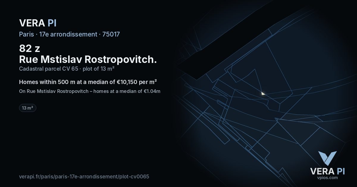82 z Rue Mstislav Rostropovitch, 17e arrondissement at night – the plot lit, the parcels around coloured by the prices near them